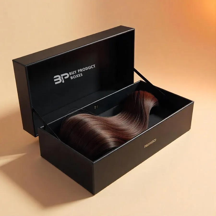 Matte Black Hair Extension Boxes